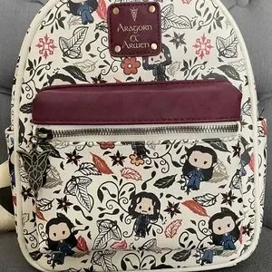 Lord Of The Rings Mini Backpack Aragorn & Arwen Characters Bag NWT Bioworld Lord Of The Rings Aragorn And Arwen Chibi Mini  main image 4